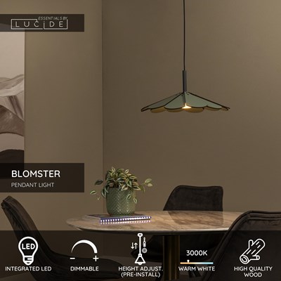 Lucide BLOMSTER - Pendant light - Ø 47 cm - LED Dim. - 1x9W 3000K - Green | Essential